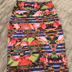 LulaRoe floral printed pencil skirt - sz XS